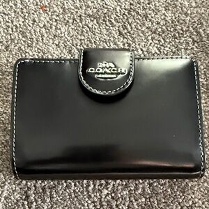 Coach Glossy Black Leather Card Holder